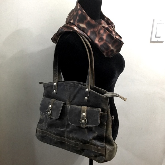 Myra oil tanned and distressed leather tote bag purse - Picture 3 of 15